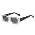 Gafas de sol ovaladas retro con montura de cristal blanco y patillas negras - Montura Blanca Lente Gris