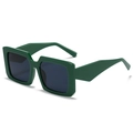 Deep green oversized square sunglasses with thick frames and dark tinted lenses - Army Green Frame Gray Lens