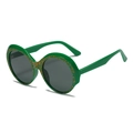 Retro-Rundsonnenbrille mit grünem Rahmen und gelbem Blumenmuster für Damen - Grüner Rahmen Graue Gläser