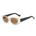 Gafas de sol ovales en blanco y negro con brillantes de strass y lentes marrones - Montura Blanca Lentes Marrones