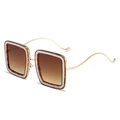 Square oversized sunglasses with gradient brown lenses and tortoiseshell glitter frames - Leopard Frame Gradient Brown Lens