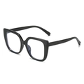 Chic oversized black cat eye sunglasses featuring a glossy resin frame and sleek design - Black Frame Clear Lenses