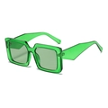 Chic square sunglasses featuring a transparent lime green frame and wide geometric temples - Olive Green Frame Green Lens