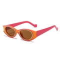 Gafas de sol ovaladas con diamantes, montura naranja y rosa y lentes marrones - Marco Naranja Lente de Té