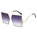 Frameless oversized sunglasses with gradient purple lenses and rhinestone accents on metal frame - Gold Frame Gradient Gray Lens