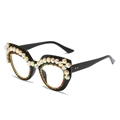 Montatura occhiali cat eye con lussuosi strass colorati AB su cornice nera trendy - Montatura nero lucido