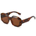 Occhiali da sole oversize tartarugati con montatura quadrata e lenti marroni - Regolare / Montatura Leopardata Lente Marrone