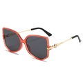 Fashionable oversized sunglasses with orange translucent frames and gold metal temples - Pink Frame Dark Grey Lens