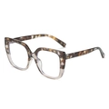 Trendy large square sunglasses with tortoiseshell and transparent two-tone frame - Floral Grey Gradient Frame Clear Lens