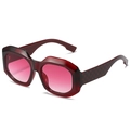 Occhiali da sole oversize rosso traslucido con stanghette a scacchi e lenti sfumate - Regolare / Montatura Rosso Scuro Lenti Rosa
