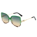 Modern square sunglasses featuring transparent green frames and gradient color lenses - Green Frame Green Tea Lens