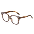 Retro oversized square sunglasses featuring premium tortoiseshell finish and thick frames - Brown Floral Pattern Frame Clear Lens