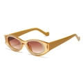 Lunettes de soleil œil de chat jaunes avec strass et verres dégradés marron - Monture Thé Verres Thé