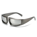 Occhiali da sole sportivi avvolgenti grigio metallizzato con lenti a specchio argento - Montatura Gunmetal Lenti a Specchio Argento