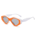 Trendy triangle cat eye sunglasses featuring a bold white frame with orange accents - New Style / Regular (Incl. 13% Tax) White & Orange Frame with Grey Lenses