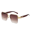 Chic semi-rimless oversized metal sunglasses with gradient tea lenses and gold frame - Gold Frame Gradient Tea Lens