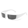 Futuristic white cycling sunglasses with black lenses and streamlined sport frame - White Frame Gray Lens