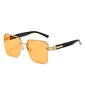 Fashionable rimless sunglasses with orange transparent lenses and gold metal frames - Gold Frame Orange Lens