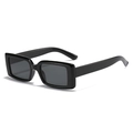 Gafas de sol rectangulares negras clásicas con montura brillante y lentes oscuros UV - Montura Negra Lente Gris