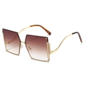 Frameless square sunglasses with brown gradient lenses and gold wavy metal temples - Gold Frame Gradient Tea Lens