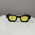 Square punk sunglasses with thick black frame and bright yellow tinted lenses - Black Frame Yellow Lens