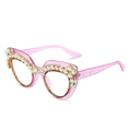 Montatura per occhiali cat-eye rosa glitterati con strass colorati per feste - Rosa