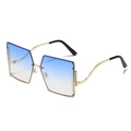 Frameless rimless sunglasses with blue gradient lenses and diamond-studded gold metal frame - Gold Frame Gradient Blue