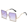 Rimless gradient purple sunglasses with gold metal frame and sparkling rhinestone edge - Gold Frame Gradient Purple