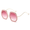 Gafas de sol octogonales rosas con purpurina lentes degradadas y patillas doradas - Montura Rosa Lente Rosa