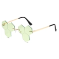 Frameless hip-hop sunglasses with light green hexagonal lenses and golden metal frame - New Style / Standard Gold Frame Green Lenses (Incl. 13% VAT)