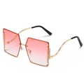 Frameless oversized sunglasses with pink gradient lenses and side rhinestone details - Gold Frame Gradient Pink
