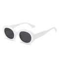 Retro oval sunglasses with thick white frames and dark lenses for a vintage street style look - White Frame Gray Lens