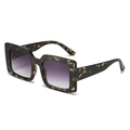 Gafas de sol cuadradas de gran tamaño con estampado de leopardo y lentes degradadas moradas - Marco Floral Azul Lente Gris