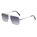 Square double-bridge sunglasses with silver metal frame and purple gradient lenses - Silver Frame Gradient Gray