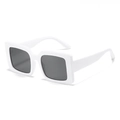 Classic oversized square frame sunglasses with white glossy finish and dark lenses - White Frame Gray Lens
