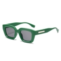 Gafas de sol vintage de montura cuadrada verde con lentes grises y detalles plateados - Montura Verde Lente Gris