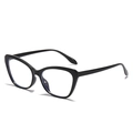 Eleganti occhiali cat-eye neri in TR90 con lenti anti-luce blu e montatura intera lucida - Montatura nero lucido