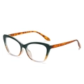 Occhiali TR90 anti luce blu occhio di gatto con sfumatura verde e aste tartarugate - Montatura Verde e Leopardo