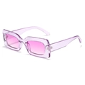 Retro vierkante zonnebril met paars transparant montuur en roze gradiënt glazen - Paars frame gradiënt paarse lens