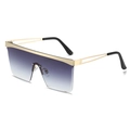 Oversized square sunglasses with gradient purple lenses and gold hollow metal temples - Gold Frame Gradient Grey