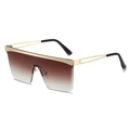 Oversized square sunglasses with gradient brown lenses and hollowed gold metal temples - Gold Frame Gradient Tea