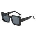 Gafas de sol cuadradas clásicas con montura negra brillante y cristales grises - Marco Negro Brillante Lente Gris