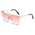 Oversized square sunglasses with gold metal frame and pink gradient lenses - Gold Frame Gradient Pink