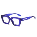 Gafas de sol retro cuadradas en azul translúcido con detalles metálicos plateados - Montura Azul Lentes Claros