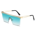 Oversized square sunglasses with blue gradient lenses and gold hollow metal frame - Gold Frame Gradient Green