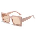 Gafas de sol cuadradas de gran tamaño con montura rosa nude y lentes marrón claro - Montura Rosa Lente Té Claro