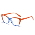 Cat eye TR90 glasses frame featuring a vibrant orange and translucent blue color block - Orange and Blue Frame