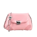 Pink pleated dumpling crossbody bag with silver chain strap and metal ball charm - Pink