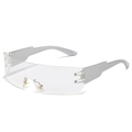Frameless wrap-around sports sunglasses with futuristic silver temples and clear lenses - Silver Frame Transparent Lens