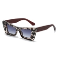 Occhiali da sole rettangolari con montatura leopardata e lenti viola sfumate stile retro - Montatura Tartarugata Lente Sfumata Grigio